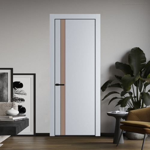 Межкомнатная дверь ProfilDoors 18 PA Лайт Грей с профилем Черный с стеклом  монохром капучино