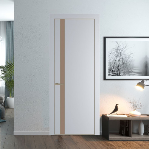 Межкомнатная дверь ProfilDoors 18 PA Лайт Грей с профилем Никель с стеклом  монохром капучино