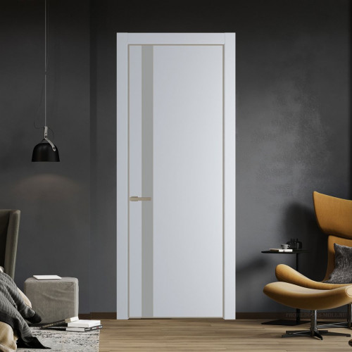 Межкомнатная дверь ProfilDoors 18 PA Лайт Грей с профилем Никель с стеклом  монохром серый