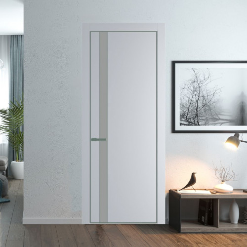 Межкомнатная дверь ProfilDoors 18 PA Лайт Грей с профилем Зеленый воск с стеклом  монохром серый