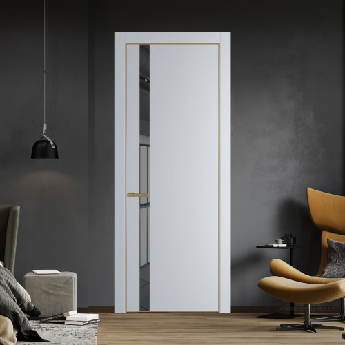 Межкомнатная дверь ProfilDoors 18 PA Лайт Грей с профилем Золото с стеклом  зеркало grey