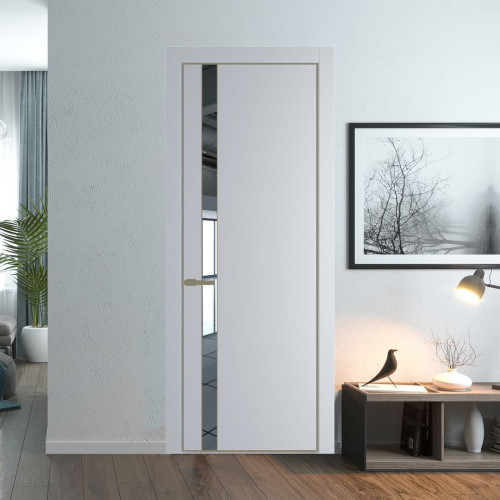 Межкомнатная дверь ProfilDoors 18 PA Лайт Грей с профилем Шампань с стеклом  зеркало