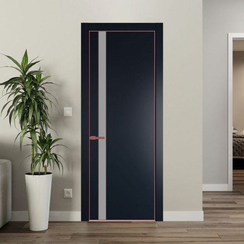 Межкомнатная дверь ProfilDoors 18 PA Нэви Блу с профилем Красный антрацит с стеклом  монохром серый