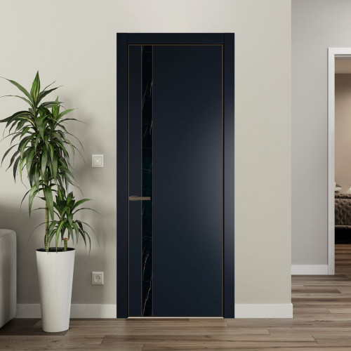 Межкомнатная дверь ProfilDoors 18 PA Нэви Блу с профилем Деорэ с стеклом  неро мрамор