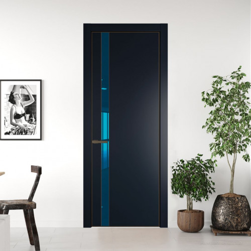 Межкомнатная дверь ProfilDoors 18 PA Нэви Блу с профилем Деорэ с стеклом  зеркало blue