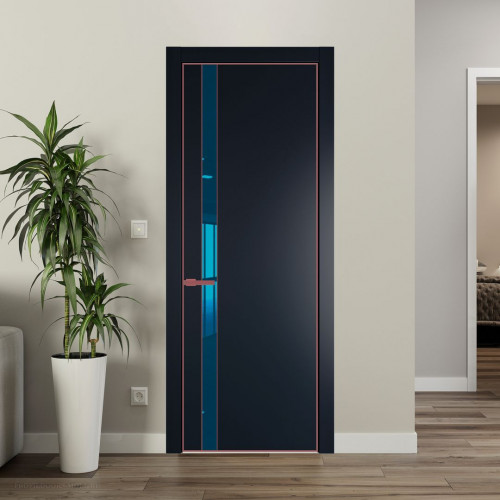 Межкомнатная дверь ProfilDoors 18 PA Нэви Блу с профилем Красный антрацит с стеклом  зеркало blue