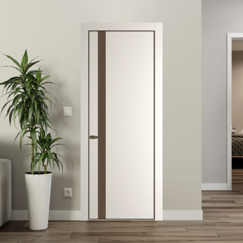 Межкомнатная дверь ProfilDoors 18 PA Перламутр белый с профилем Деорэ с стеклом  монохром гляссе