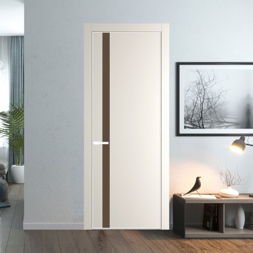 Межкомнатная дверь ProfilDoors 18 PA Перламутр белый с профилем Вайт с стеклом  монохром гляссе