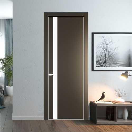 Межкомнатная дверь ProfilDoors 18 PA Перламутр бронза с профилем Вайт с стеклом  монохром белый просветленный