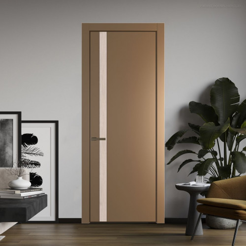 Межкомнатная дверь ProfilDoors 18 PA Перламутр золото с профилем Деорэ с вставкой Каштан светлый