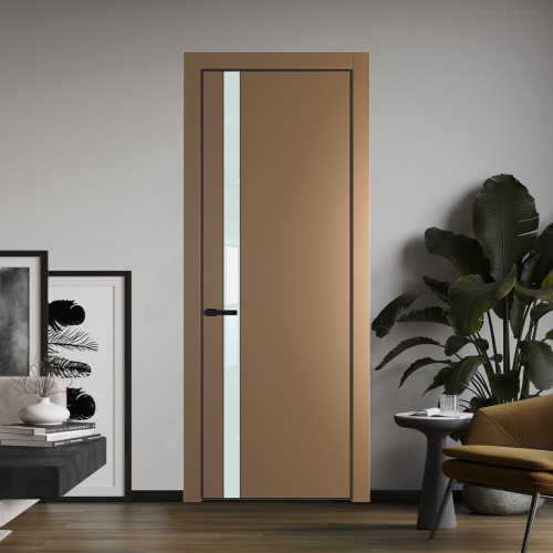 Межкомнатная дверь ProfilDoors 18 PA Перламутр золото с профилем Черный с стеклом белый лак