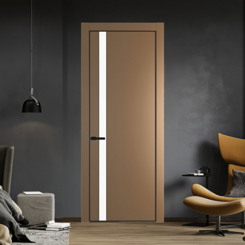 Межкомнатная дверь ProfilDoors 18 PA Перламутр золото с профилем Черный с стеклом  монохром белый просветленный