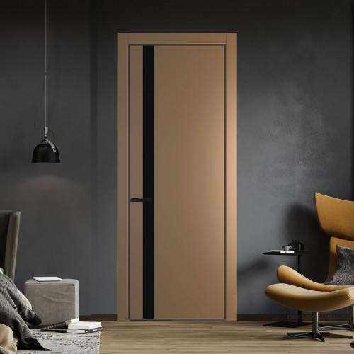Межкомнатная дверь ProfilDoors 18 PA Перламутр золото с профилем Черный с стеклом  монохром черный