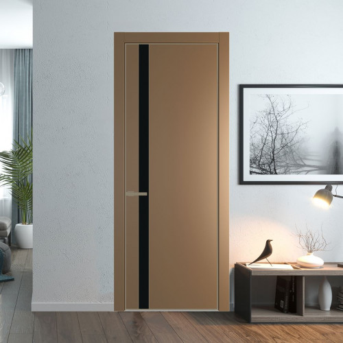 Межкомнатная дверь ProfilDoors 18 PA Перламутр золото с профилем Шампань с стеклом  монохром черный