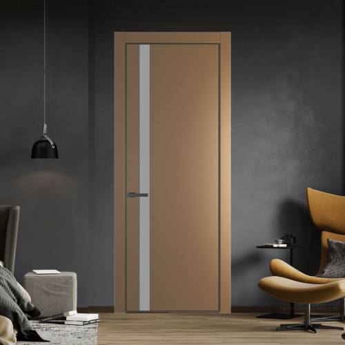 Межкомнатная дверь ProfilDoors 18 PA Перламутр золото с профилем Серая Ночь с стеклом  монохром серый
