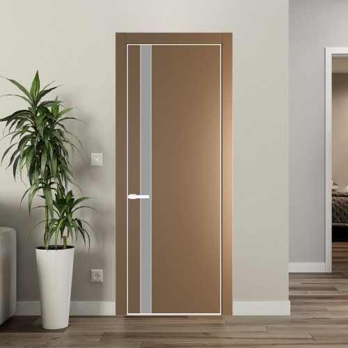 Межкомнатная дверь ProfilDoors 18 PA Перламутр золото с профилем Вайт с стеклом  монохром серый
