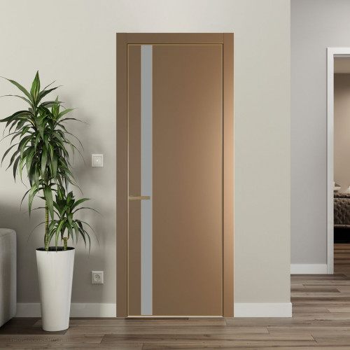 Межкомнатная дверь ProfilDoors 18 PA Перламутр золото с профилем Золото с стеклом  монохром серый
