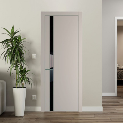 Межкомнатная дверь ProfilDoors 18 PA Санд с профилем Зеленый воск с стеклом Lacobel Черный лак