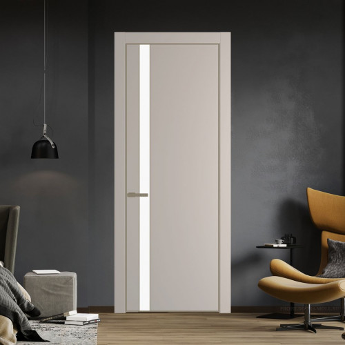 Межкомнатная дверь ProfilDoors 18 PA Санд с профилем Шампань с стеклом  монохром белый просветленный