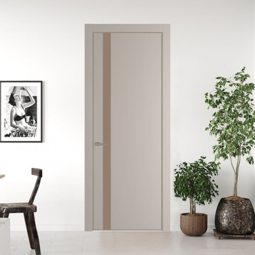 Межкомнатная дверь ProfilDoors 18 PA Санд с профилем Никель с стеклом  монохром капучино