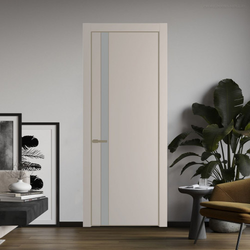 Межкомнатная дверь ProfilDoors 18 PA Санд с профилем Шампань с стеклом  монохром серый
