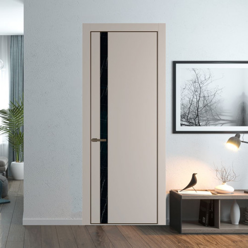 Межкомнатная дверь ProfilDoors 18 PA Санд с профилем Деорэ с стеклом  неро мрамор