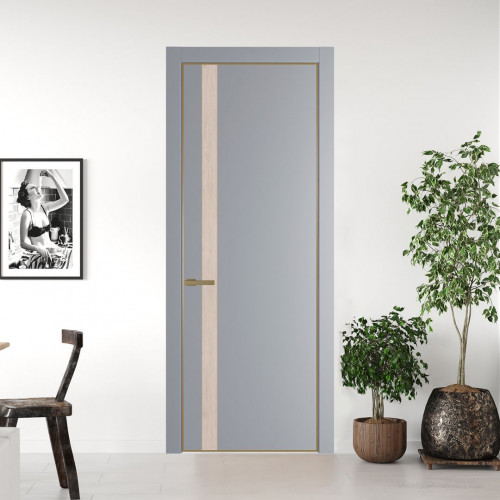 Межкомнатная дверь ProfilDoors 18 PA Смоки с профилем Золото с вставкой Каштан светлый