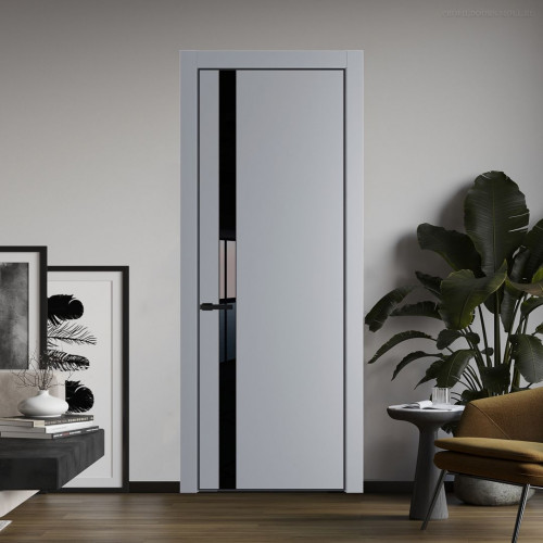 Межкомнатная дверь ProfilDoors 18 PA Смоки с профилем Черный с стеклом Lacobel Черный лак