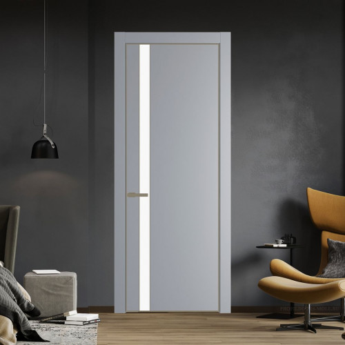 Межкомнатная дверь ProfilDoors 18 PA Смоки с профилем Шампань с стеклом  монохром белый просветленный