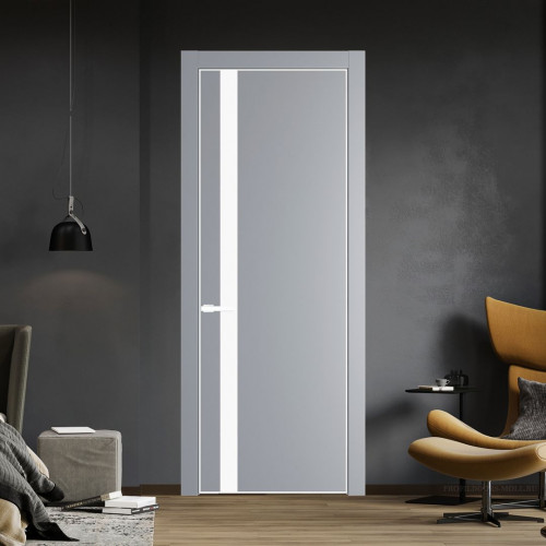 Межкомнатная дверь ProfilDoors 18 PA Смоки с профилем Вайт с стеклом  монохром белый просветленный