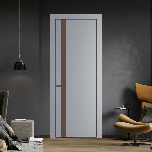 Межкомнатная дверь ProfilDoors 18 PA Смоки с профилем Деорэ с стеклом  монохром гляссе