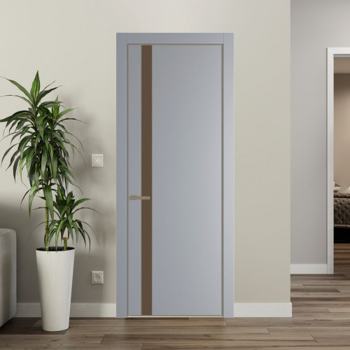 Межкомнатная дверь ProfilDoors 18 PA Смоки с профилем Шампань с стеклом  монохром гляссе