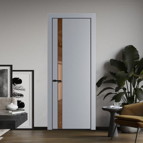 Межкомнатная дверь ProfilDoors 18 PA Смоки с профилем Черный с стеклом  зеркало bronze