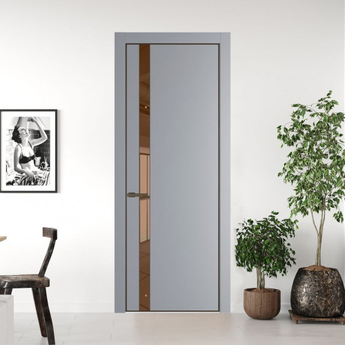 Межкомнатная дверь ProfilDoors 18 PA Смоки с профилем Деорэ с стеклом  зеркало bronze