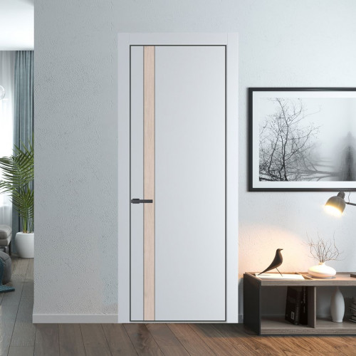Межкомнатная дверь ProfilDoors 18 PA Вайт с профилем Серая Ночь с вставкой Каштан светлый