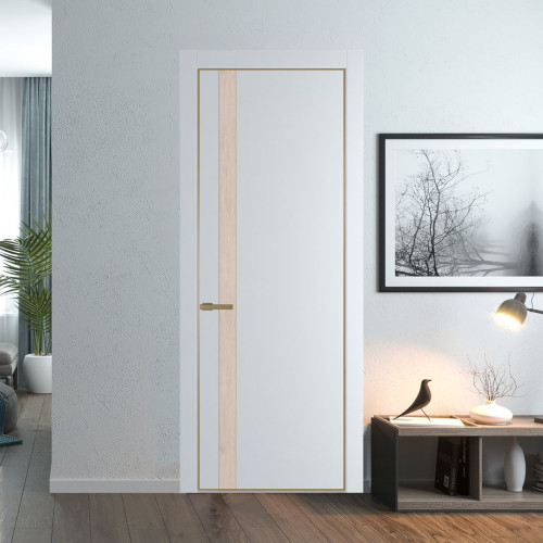 Межкомнатная дверь ProfilDoors 18 PA Вайт с профилем Золото с вставкой Каштан светлый