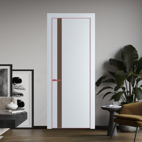 Межкомнатная дверь ProfilDoors 18 PA Вайт с профилем Красный антрацит с стеклом  монохром гляссе