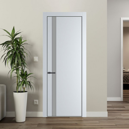 Межкомнатная дверь ProfilDoors 18 PA Вайт с профилем Серая Ночь с стеклом  монохром серый