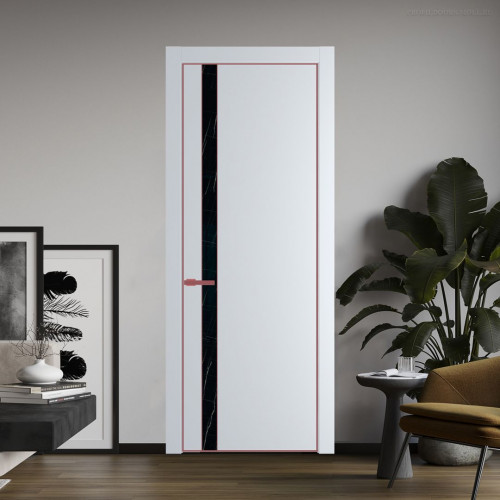 Межкомнатная дверь ProfilDoors 18 PA Вайт с профилем Красный антрацит с стеклом  неро мрамор