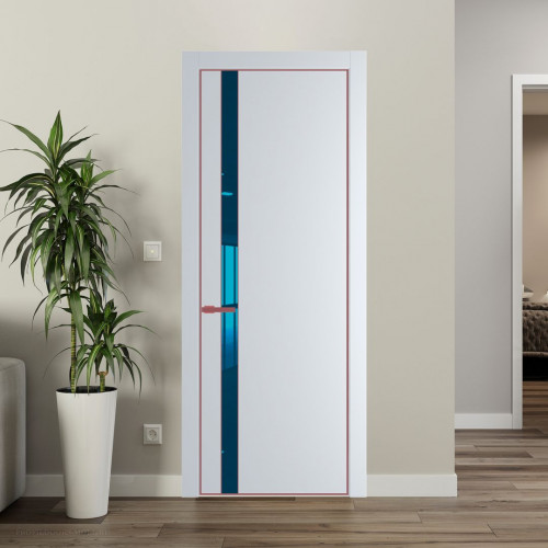 Межкомнатная дверь ProfilDoors 18 PA Вайт с профилем Красный антрацит с стеклом  зеркало blue