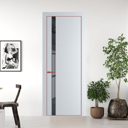 Межкомнатная дверь ProfilDoors 18 PA Вайт с профилем Красный антрацит с стеклом  зеркало grey