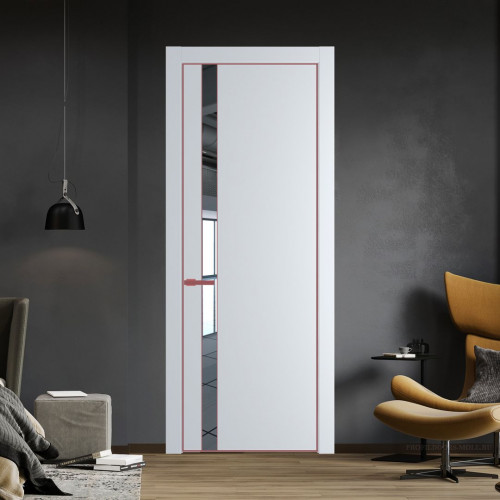 Межкомнатная дверь ProfilDoors 18 PA Вайт с профилем Красный антрацит с стеклом  зеркало