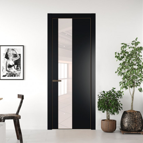 Межкомнатная дверь ProfilDoors 19 PA Блэк с профилем Деорэ с стеклом перламутровый лак