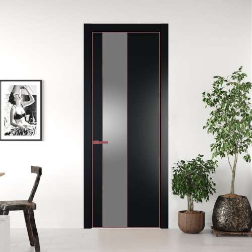 Межкомнатная дверь ProfilDoors 19 PA Блэк с профилем Красный антрацит с стеклом серебро матлак
