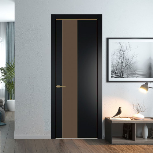 Межкомнатная дверь ProfilDoors 19 PA Блэк с профилем Золото с стеклом  монохром гляссе