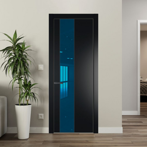 Межкомнатная дверь ProfilDoors 19 PA Блэк с профилем Серая Ночь с стеклом  зеркало blue