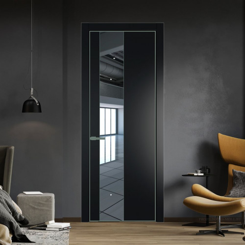 Межкомнатная дверь ProfilDoors 19 PA Блэк с профилем Зеленый воск с стеклом  зеркало