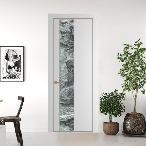 Межкомнатная дверь ProfilDoors 19 PA Крем вайт с профилем Никель с стеклом  атриум серебро