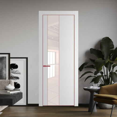 Межкомнатная дверь ProfilDoors 19 PA Крем вайт с профилем Красный антрацит с стеклом перламутровый лак