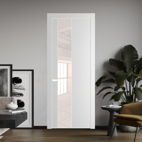 Межкомнатная дверь ProfilDoors 19 PA Крем вайт с профилем Вайт с стеклом перламутровый лак